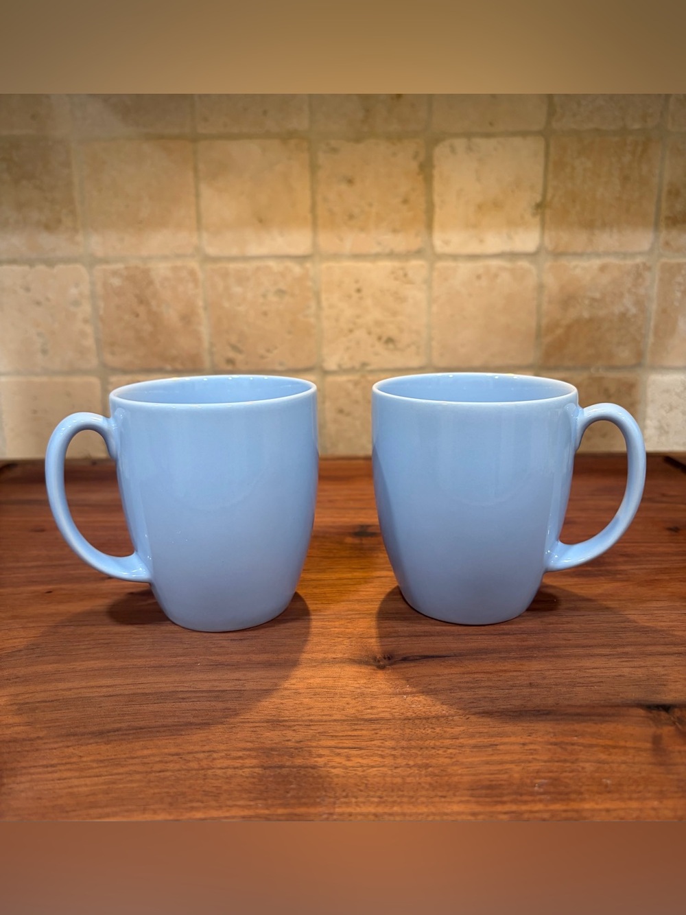 Vintage Corelle Coordinates Light Blue Stoneware Mugs - Set of 2